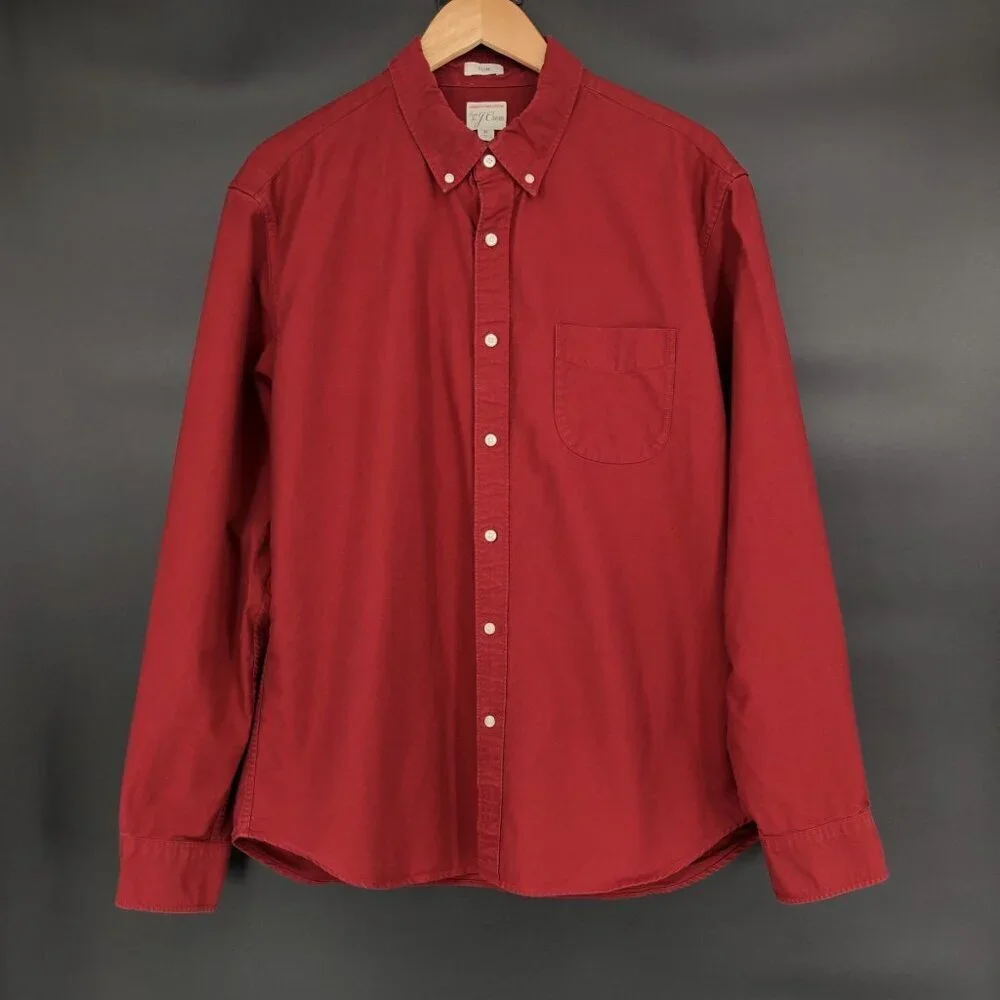 J. Crew Mens Slim Fit American Pima Cotton Button-Up Shirt XL Burgundy Red H4747